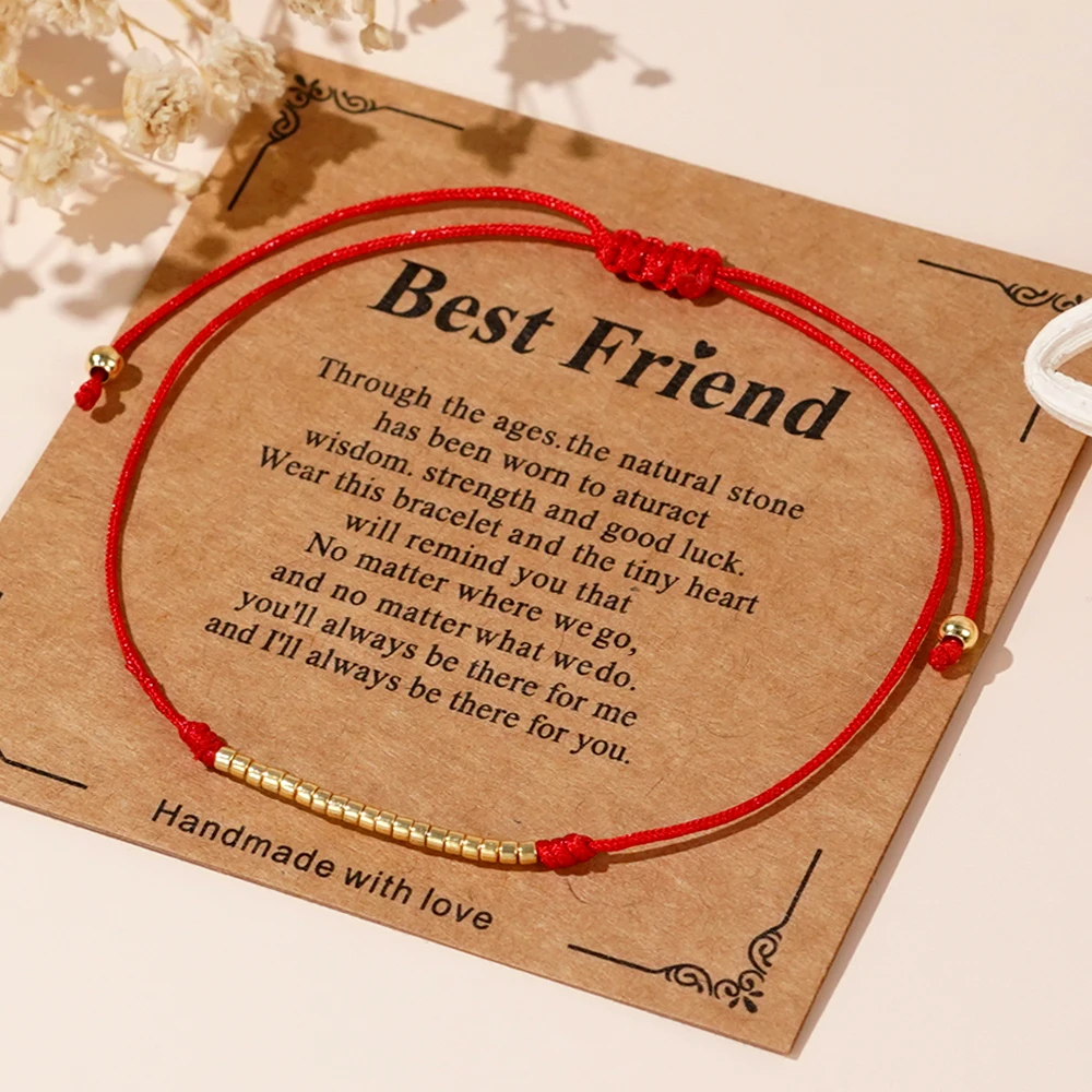 سوار مطرز بالخرز للرجال ، حبل أحمر بوهيمي ، سلسلة حبل مصنوعة يدويًا ، مجوهرات من الخرز الزجاجي ، هدية عيد الأب ، 1 * *