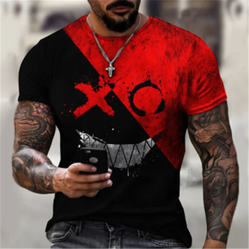 NEW 2024 hot 3D digital multi-expression printed men\'s short-sleeved sports summer T-shirt