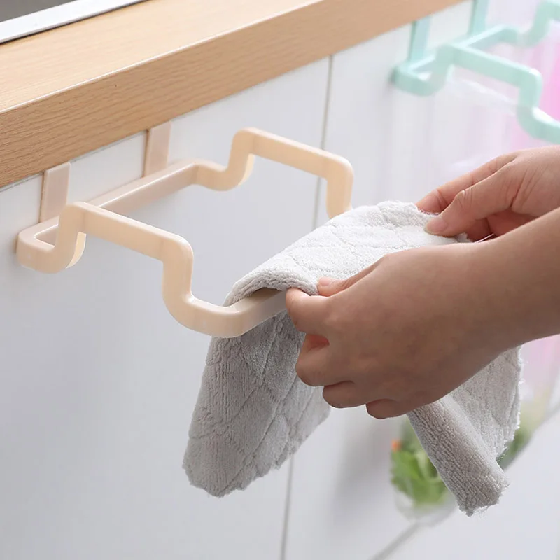 Cabinet Door Towel Hanger Rack Paper Roll Holder Shelf Closet Organizer Stand No Punching Under Table Floating Storage Rack Hook