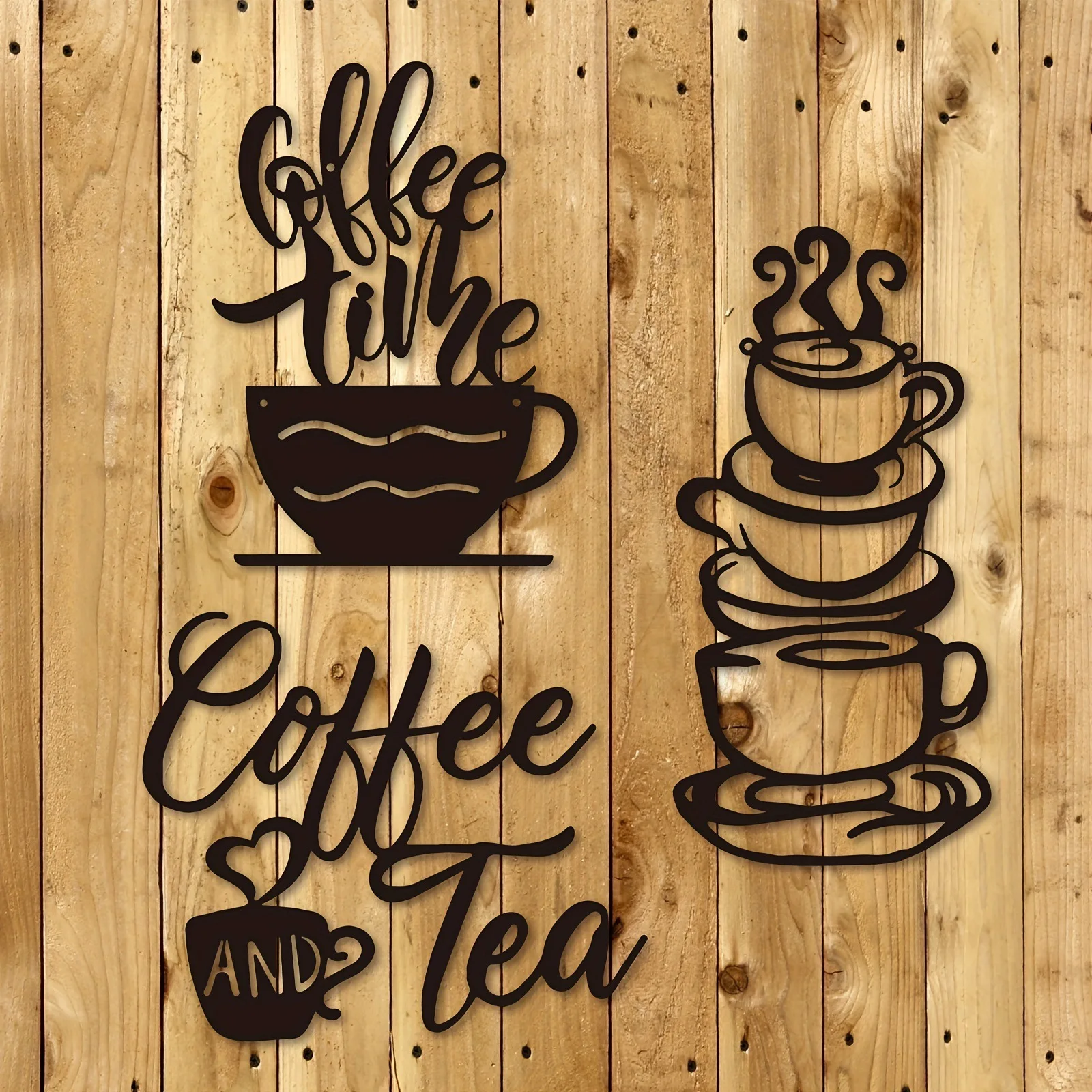 NEW metal coffee cup decoration Black coffee cup silhouette wall hanging Metal coffee shop kitchen and restaurant decoration