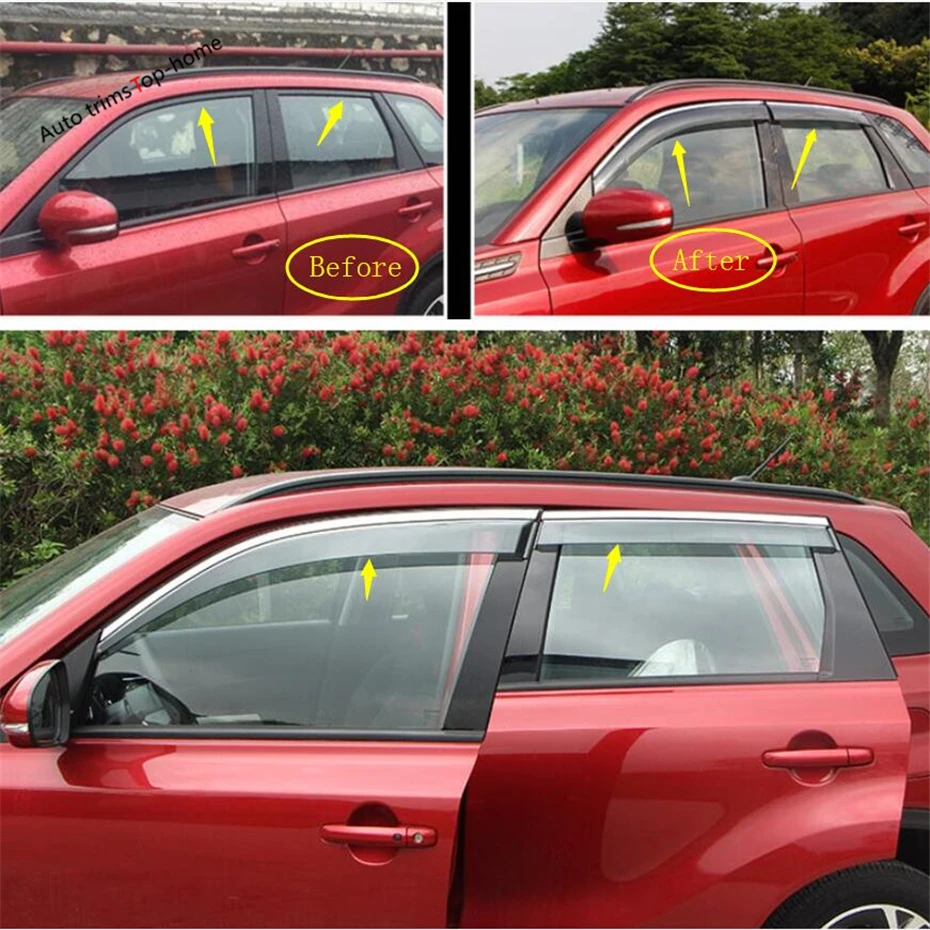 Window Visors Awnings Wind Rain Deflector Guard Vent Protector Cover Trim For Suzuki Vitara Escudo 2015 - 2020 Car Accessories