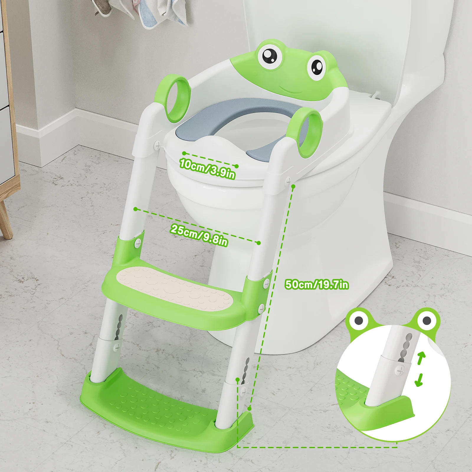 Potty Training Seat with Step for Toddlers As a Potty Training Toilet Anti-Slip Safe Pads Adjustable Height Legs Ladder Stool