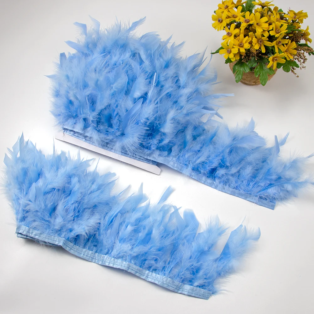 1Yard Natural Turkey Feathers Trim 10-15cm Fluffy Feather Ribbon for Crafts Accessories Wedding Party Clothing Sewing Decoration