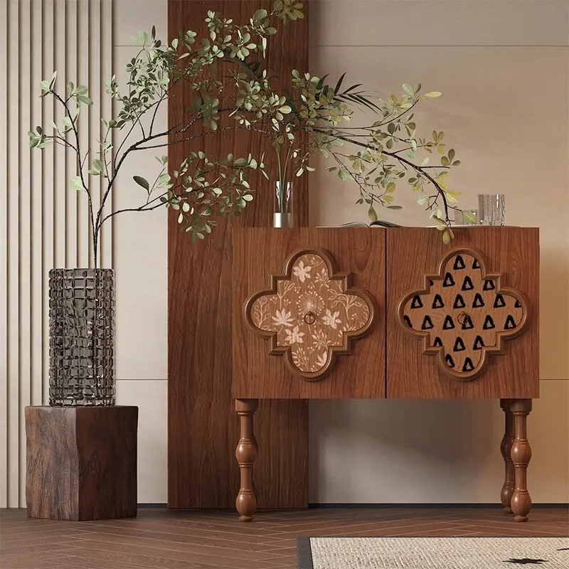 

Medieval solid wood porch cabinets, lockers, household living room, retro storage cabinets against the wall, corner cabinets