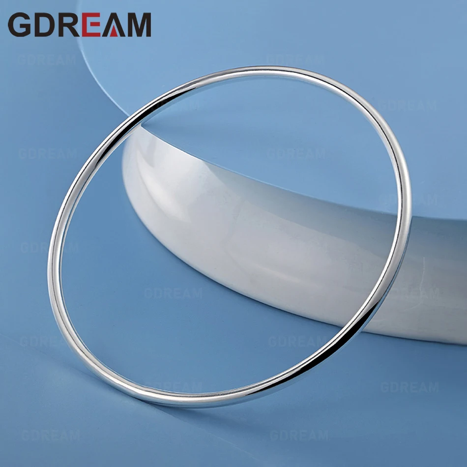 

GDREAM 925 Sterling Silver 3mm Smooth Circle Bracelet For Women, Exquisite And Cute Wedding Party Jewelry