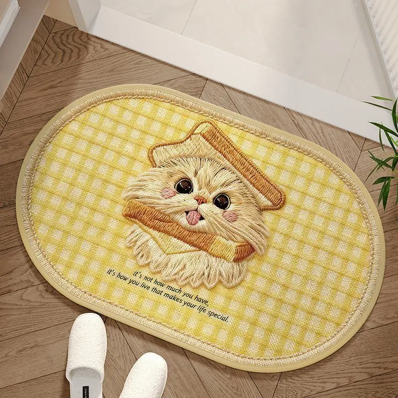 

Imitation Yarn Weaving Bathroom Absorbent Mat Linen Floor Mat Bathroom Foot Mat Bathroom Door Non Slip Mat