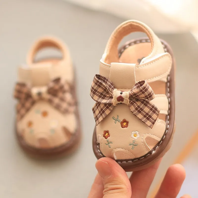 

New Baby Non-Slip Walking Shoes Summer Children Girls Princess Sandals Cute Whistle Casual Shoes Kids Velcro Toddler Bow Sandals