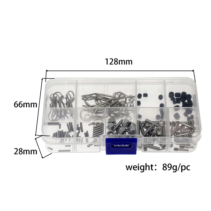 مجموعة أجزاء عالمية سهلة فقدان السيارة بجهاز التحكم عن بعد Rc | موصل سداسي (1-3 مم)، دبوس وتد، عمود محرك أقراص DVD، مسامير M3/M4 من خلال الماكينة، مشبك غلاف السيارة | متوافق مع مقياس 1/8 إلى 1/24 #5