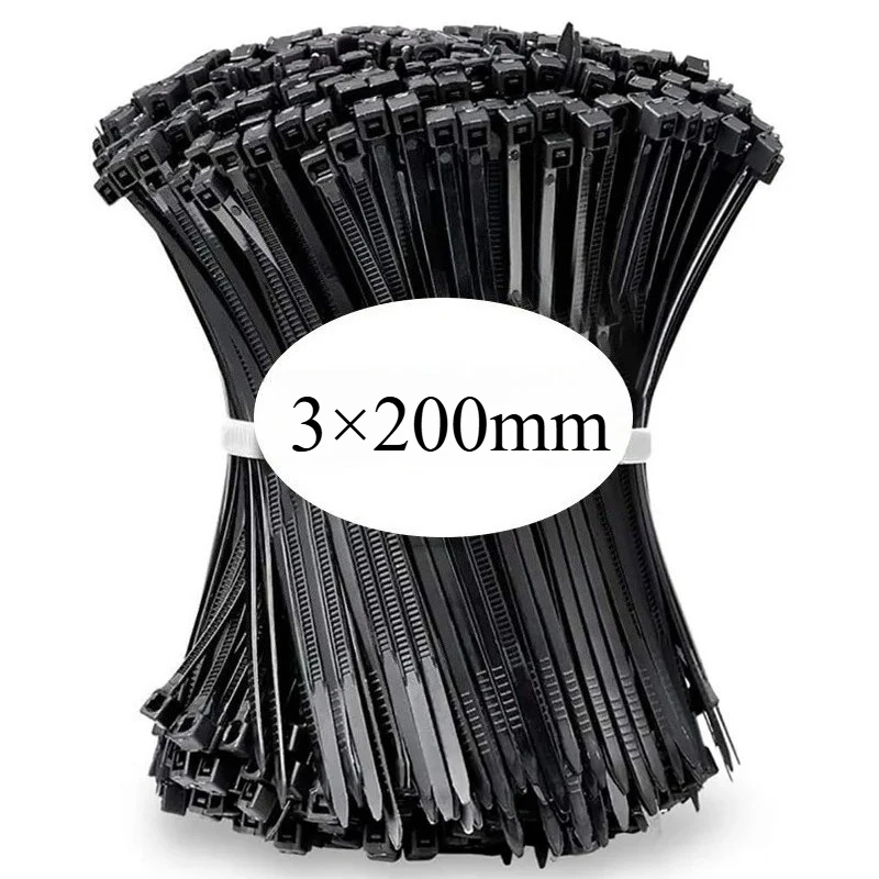 100 stuks zelfsluitende plastic nylon stropdas zwarte bevestigingsriem kabelbinderset kabelritsband bevestigingsring ritssluitingen riemband