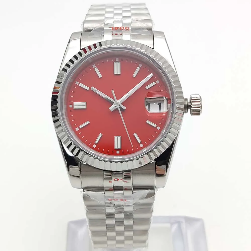 New 36mm Automatic Mechanical Watch for Men and Women, Waterproof Stainless Steel Watch, Calendar, 7 Colours