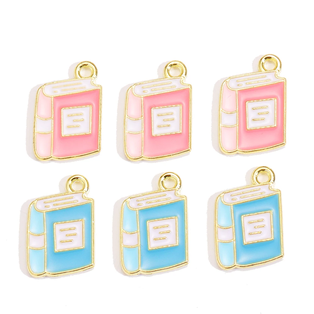 10pcs Colorful Pencil Book Enamel Pendant Charm for DIY Necklace Keychain and Pen Chain - Ideal Gift for Start of School Season