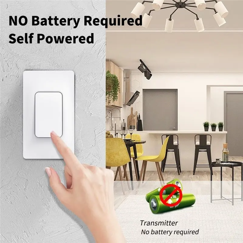 TKOH-Smart Light Switch Environmentally Friendly Kinetic 1-Gang Smart Light Switch US Plug