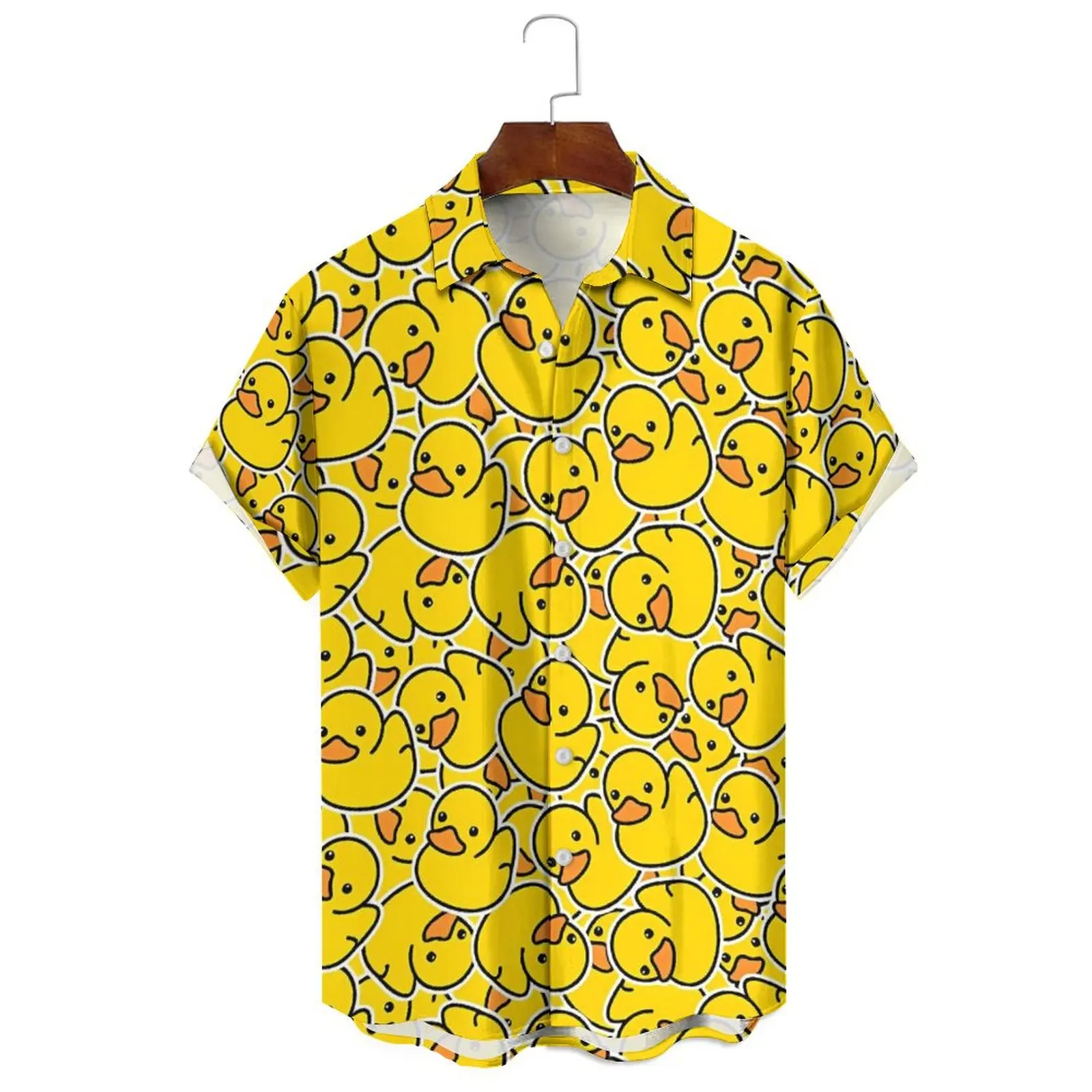 

Summer Fashion Men And Women 3d Cartoon Yellow Duck Print Dopamine Daily Can Wear Casual Loose Short-Sleeved Shirt