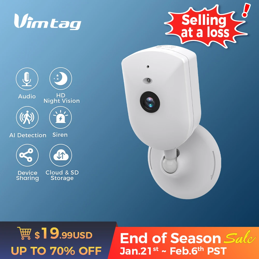 VIMTAG 6MP WIFI Camera 2-Way Audio Security IP Cam 3.5K HD IR Night Vision AI Human Detect Auto Alert Indoor Surveillance Camera