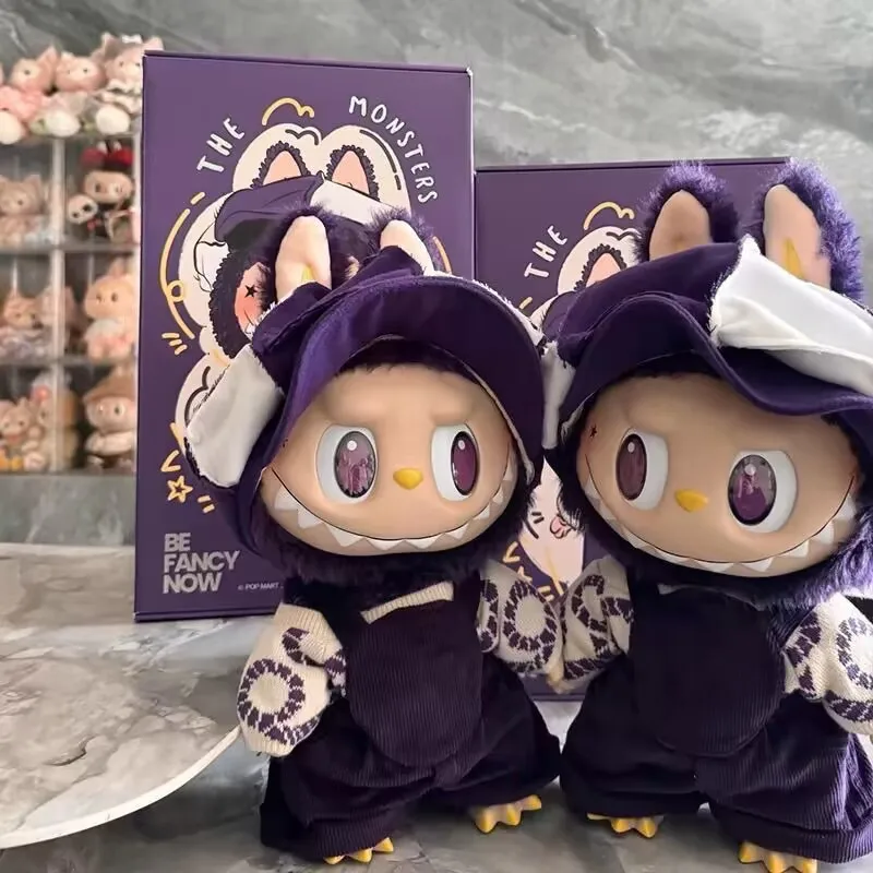 2024 40cm Labubu Pronounce-Be Fancy Now Anime Figure Purple Sweater Clothes Can Be Replaced Decoration Toys White Day Gifts