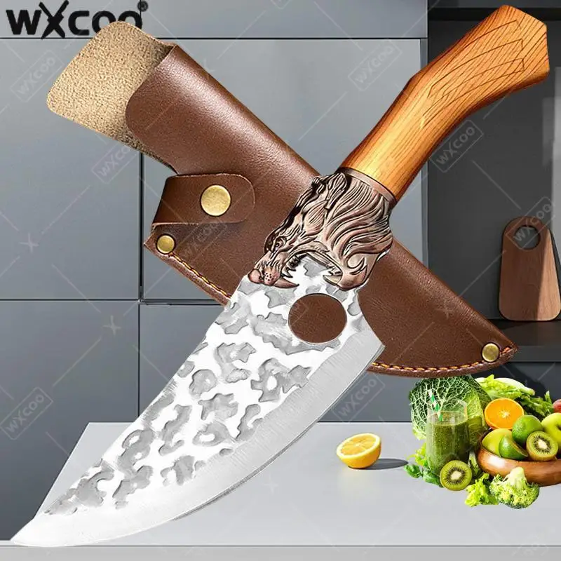 

WXCOO Hand-Forged Professional Butcher Knife Stainless Steel Kitchen Meat Chopping Boning Knife Sharp Fruit Slicing Knife