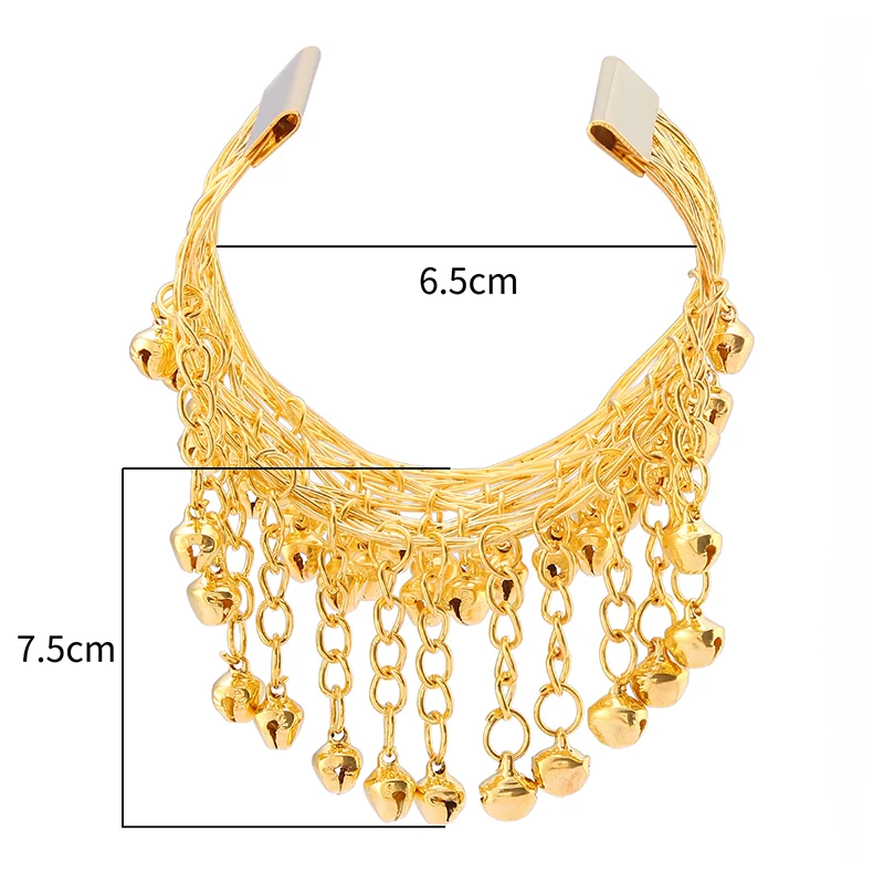 Fashion Belly Dance Gold Bracelet Ethnic Dance Metal Bell Arm Chain Clothing Bell Arm Ring Indian Dance Performance Accessories