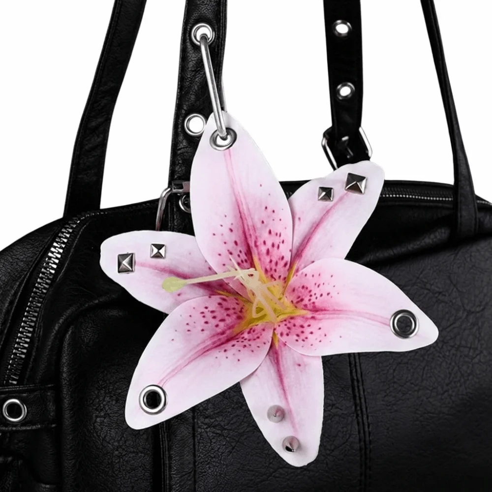 Simulation Flower Orchid Lily Keychain Handmade Drilling and Puncture Backpack Decoration Flower Bag Pendant Colorful