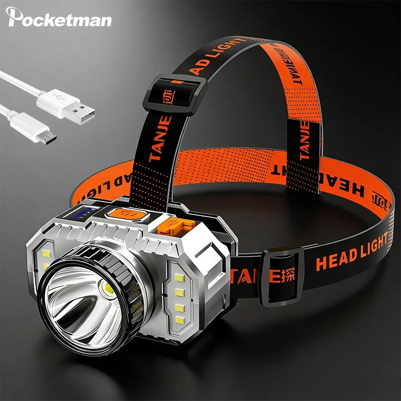 

Super Bright LED Headlamp with 4 Modes USB Rechargeable Waterproof Headlight High Power LED Head Torch for Camping Hiking