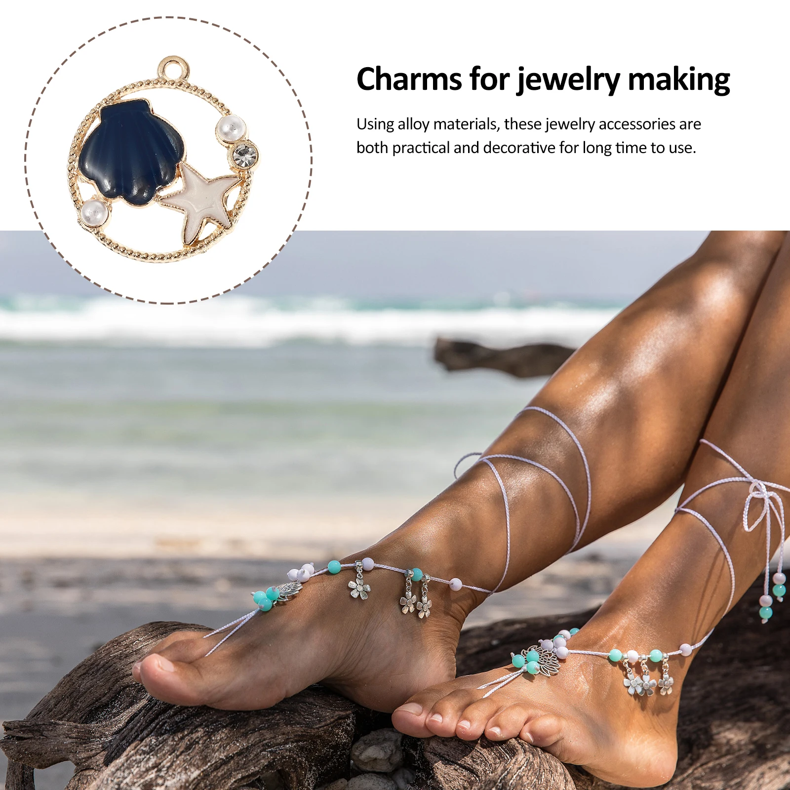 

10 pcs Shell Charms Jewelry Making Lightweight Small Size DIY Bracelet Necklace Decor Accessories Ocean Theme Alloy