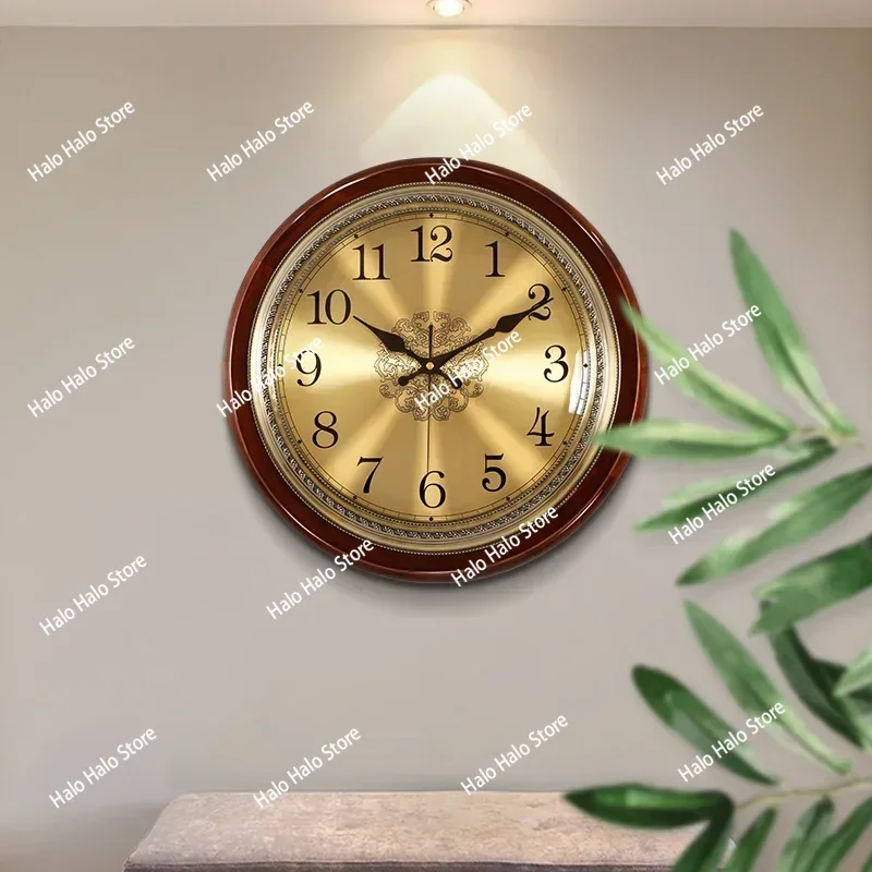 Luxury Wood Wall Clock Metal Retro Nordic American Style Gold Silent Wall Clocks Bedroom Shabby Chic Living Room Horloge Gift