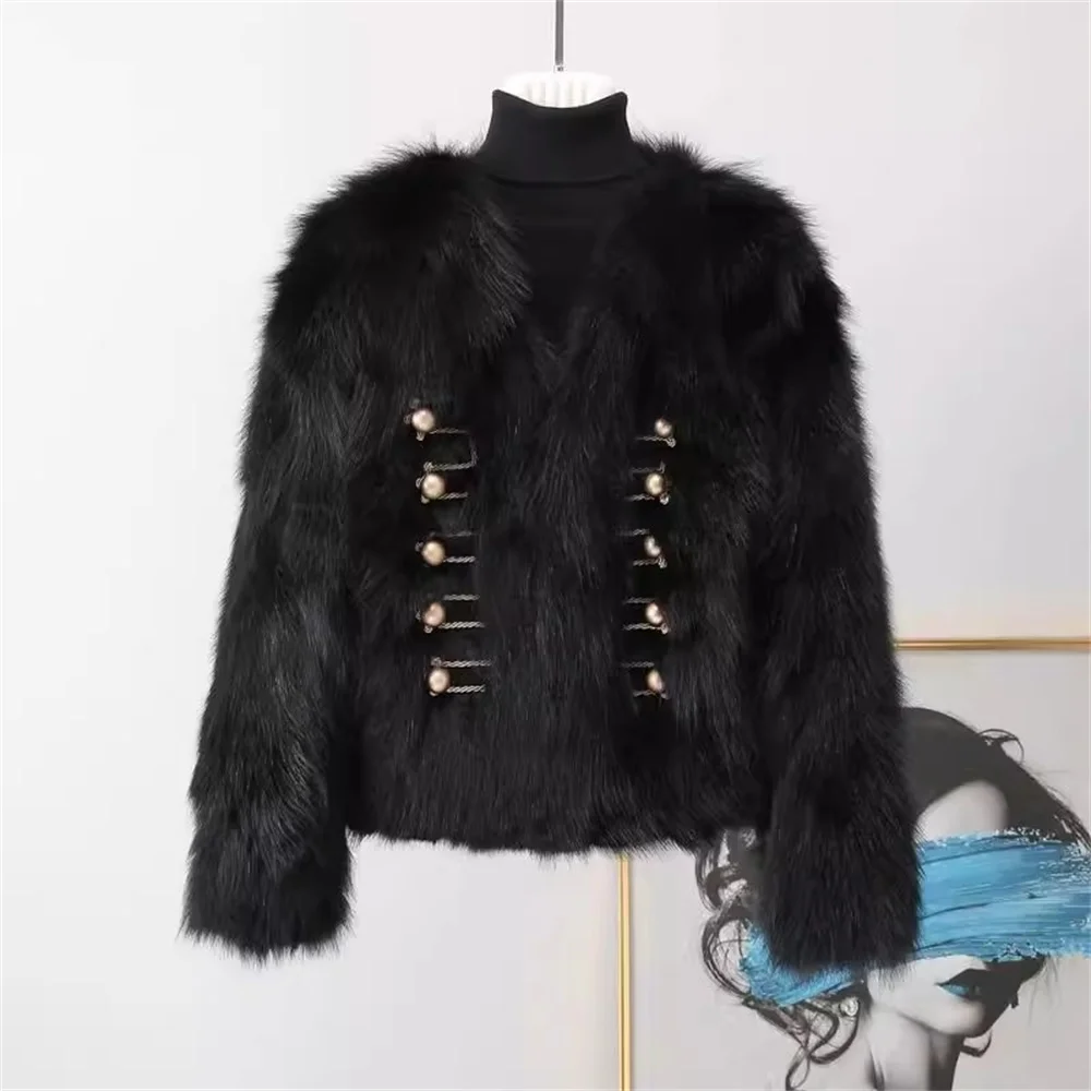 Imitation Fox Fur Fur Coat For Women's Short 2024 British Aristocratic Style New Fur Integrated Fur Coat Loose Warm Coat Female