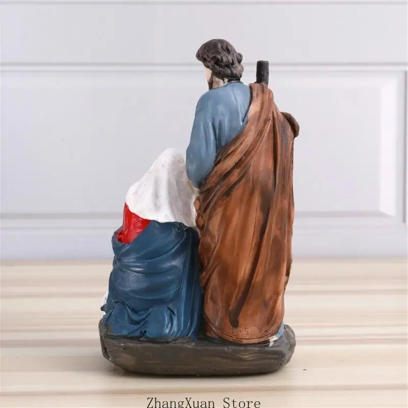 Weihnachtskrippe für den Innenbereich, Statuen der Heiligen Familie, Weihnachtskrippenfigur für die Regalauslage oder den – Detail 9