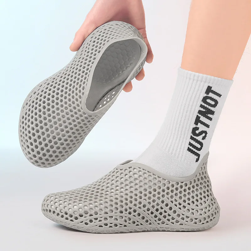Justnot 3d Printed New Mesh Clogs Men Non Slip Sports Decompression Summer Outdoor Trekking Beach Shoes