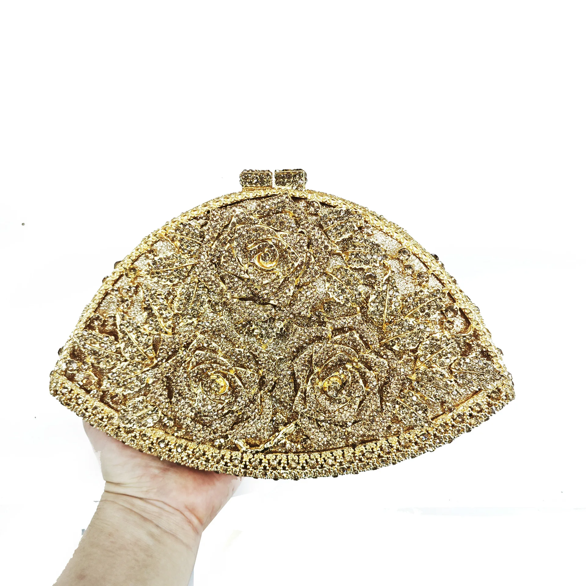 

WHTUOHENG Rose Shaped Crystal Evening Bag Diamond Rhinestone Flower Clutch Purse Women Rhinestone Handbag Bridal Wedding Party