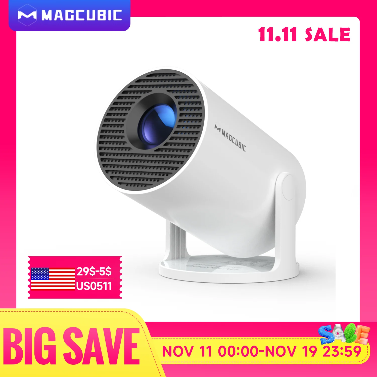 Transpeed Android 11 Wifi6 260ANSI Projector AllwinnerH713 1280*720P 4K180° flexible BT5.0 Home Cinema Outdoor portable Projetor