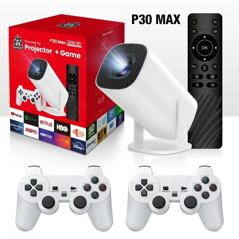 

4K game projector P30MAX chip H713 handheld double wireless handle high definition silky not card