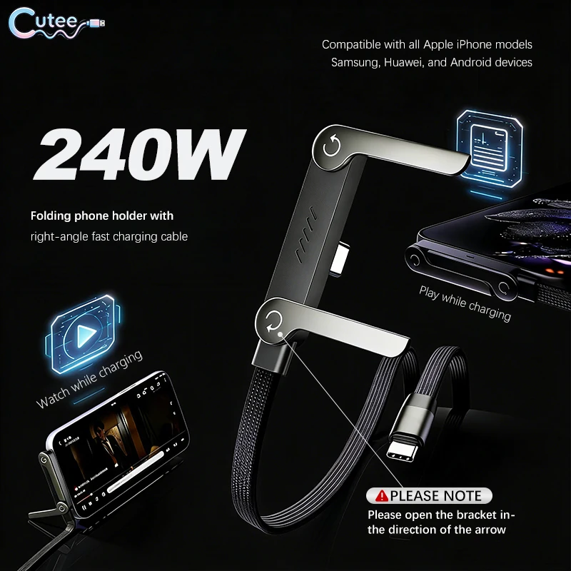 

Invisible Holder Charger Cable with Stand, 240w super fast charging 2-in-1 Fast Charging Cord & Phone Stand for Gaming Car