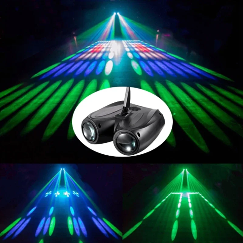 

Disco Licht 20W 128 LED Sound Party Verlichting RGBW Dubbele Hoofd Luchtschip Laser Projector Light Kerst Dance Stage Led disco