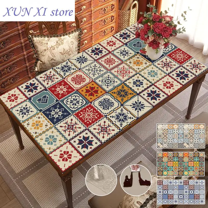 

New Retro Floral Printed Oilproof Tablecloth Dustproof Anti Slip Table Cover Multi-function Protector Table Mat Home Decor