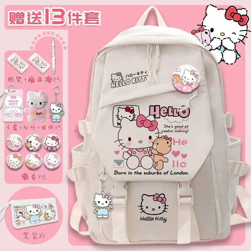 Sanurgente-Sac à dos de dessin animé mignon pour enfants, cartable étudiant Hellokitty, grande capacité, homme et femme, nouveau