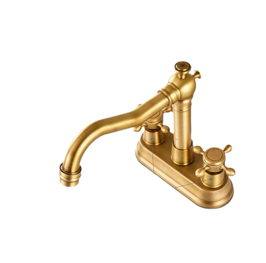 antique-style double-handled three-hole faucet for bathtub, basin, faucet for face wash, three-hole faucet