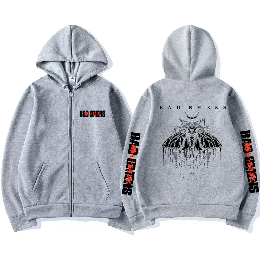 Bad Omens-Sudadera con capucha y cremallera para hombre, ropa de calle Vintage de gran tamaño, chaqueta gótica Rock Punk