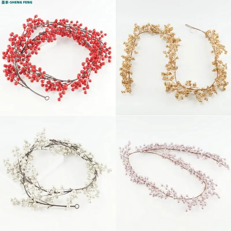 Hot 5.9ft/180cm Red Berry Christmas Garland Optional Gold Silver Berry Artificial Garland Christmas Decoration For New Year