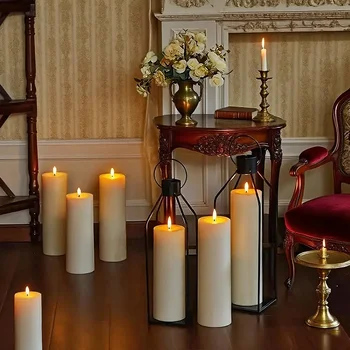 Outdoor Flameless Candle Portable Ambient Lighting Window Lamp Yellow LED Flickering Electric Pillar Candles for Camping Wedding 5