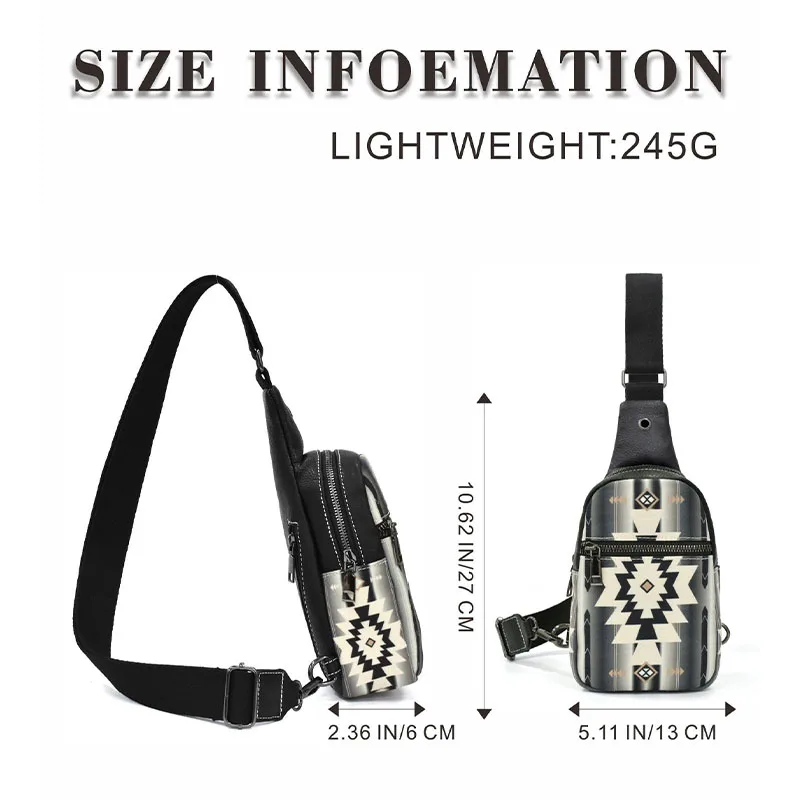 Unisex Western Aztec Sling Bag for Women Cross Body Purse with Detachable Strap Multipurpose Chest Handbag Women Canvas Purse