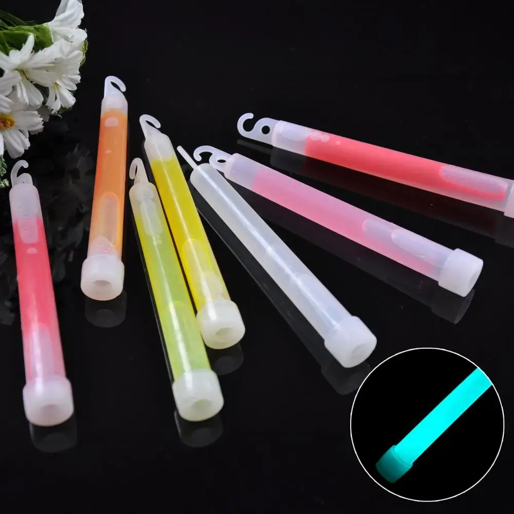 12-24 개 글로우 스틱 후크 6 인치 형광등 하이킹 캠핑 야외 비상 콘서트 파티 라이트 스틱