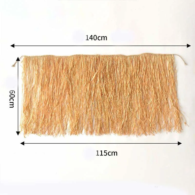 Natural Hawaiian Luau Fringe Raffia Grass Home Wall Decorative Curtain Tassels Performance Costume Tropical Beach Party Decor