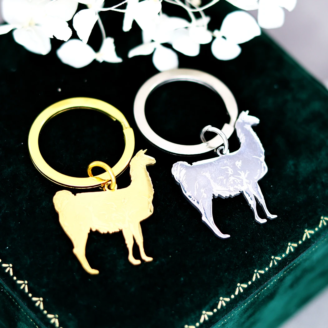 Chandler Llama Pendant Key Chain Women Men Jewelry Punk Animal Jewelry Stainless Steel Key Chain