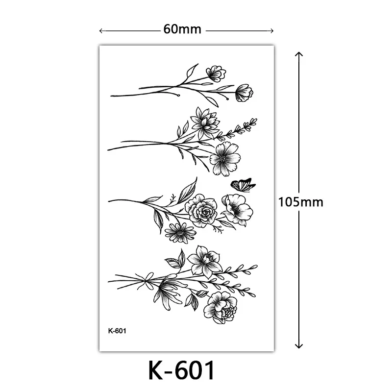 

Sketch Style Tattoo Stickers Waterproof Romantic Floral Butterfly Design Temporary Body Art for Women Festival Special Occasion