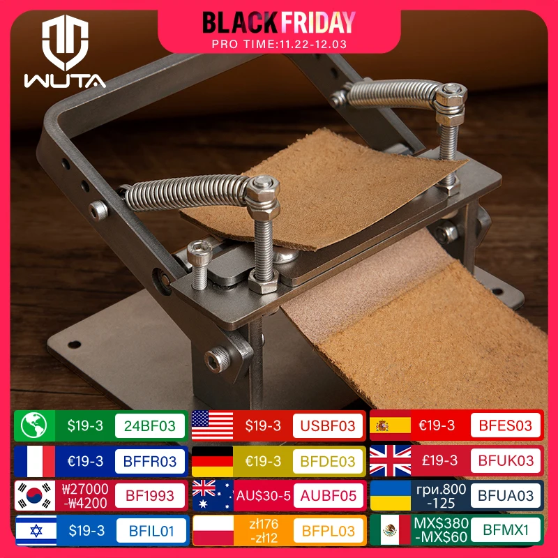 WUTA Manual Leather Skiving Machine Strip Belt Thinning Skiver Splitter Cowhide Leather Peeling Machine DIY Strap Cutting Tools