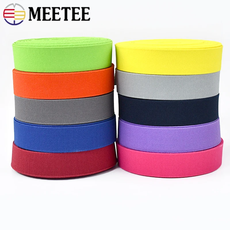 

4M Meetee 20-50mm Colorful Elastic Bands Pants Garment Rubber Band Ribbon Underwear Stretch Webbing Tapes DIY Sewing Accessories