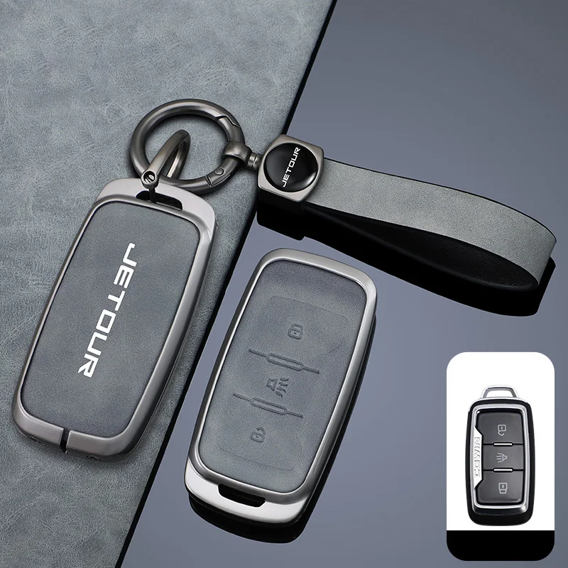

Leather Key Protective Skin Set Case Cover For Chery Jetour X70 X90 X95 Plus 2020 2021 2022 Remote Holder Keychain Accessories