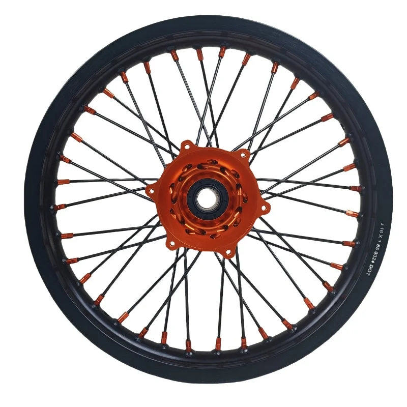 Hot-selling Motorcycle Motocross MX 19 Inch Alloy Wheels Rims Set Fit for EXC-F SXF Orange  Hub Black Rim