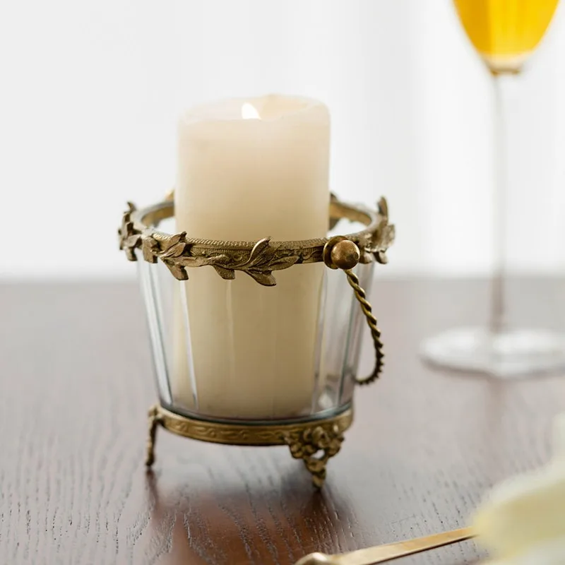 Glass portable bucket, jewelry storage tube, exquisite carved decorative ornament, desktop makeup brush pen holder.