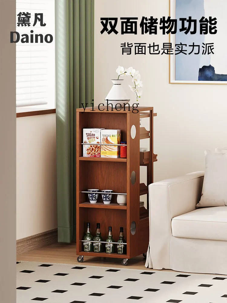 YFY  medieval tea set glass storage cabinet movable multi-functional side cabinet solid wood figure display cabinet